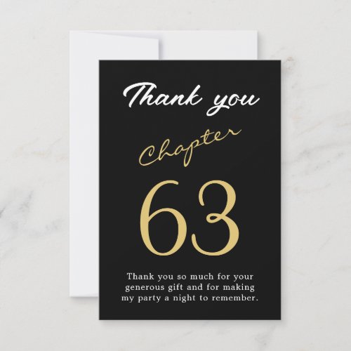 Adult Birthday Black Gold Any Age Thank You Card