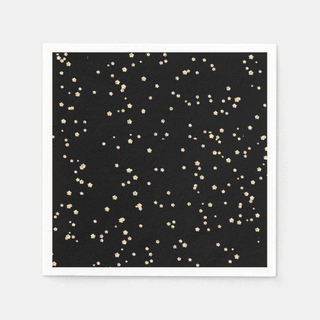Adult Birthday Black Gold Glitter Napkins (Front)