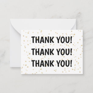 Adult Birthday Black Gold Glitter Thank you Note Card