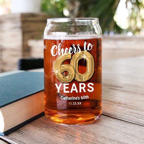 Adult Birthday Cheers to 60 Years Can Glass