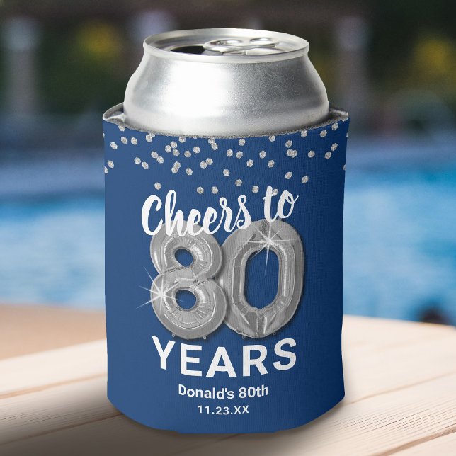 Adult Birthday Cheers to 80 Years Can Cooler (Creator Uploaded)