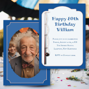 Adult Birthday Fishing Theme Photo Invitation