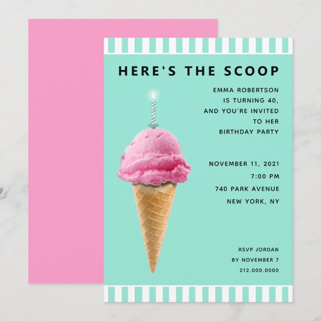 Adult Birthday  Invitation (Front/Back)