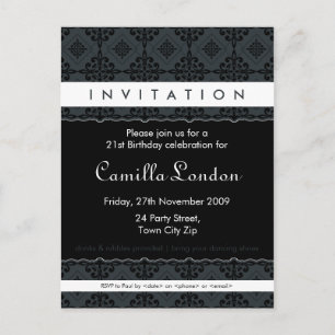 ADULT BIRTHDAY INVITATION :: ornately patterned L3 Postcard