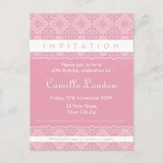 ADULT BIRTHDAY INVITATION :: ornately patterned P8 Postcard