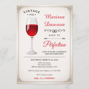 Adult Birthday Invitation / Wine Invitation