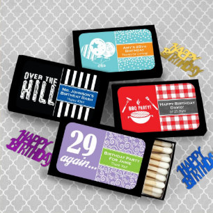 Adult Birthday Matches: Set Of 50 Black Matchboxes