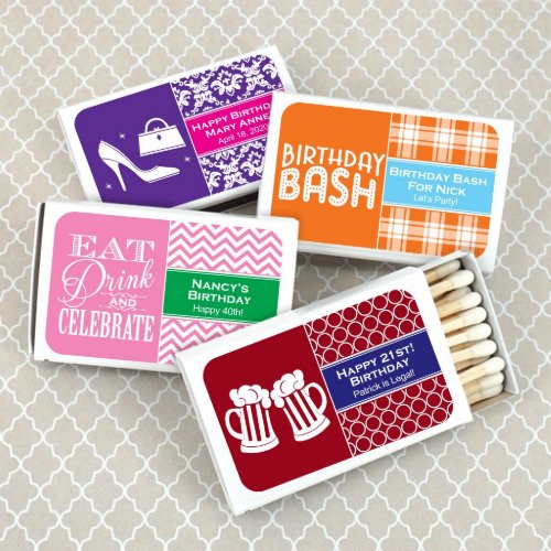 Adult Birthday Matches Set Of 50 White Matchboxes