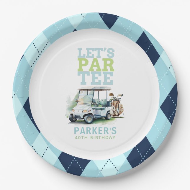 Adult Birthday Partee Golf Personalized Paper Plates (Front)