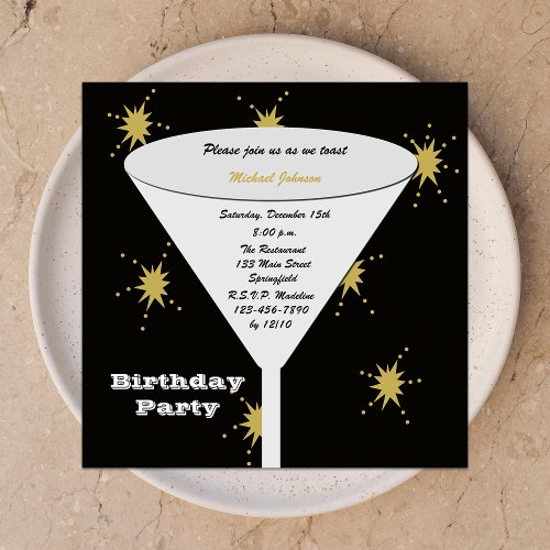 Adult BIrthday Party Invitations - Birthday Toast