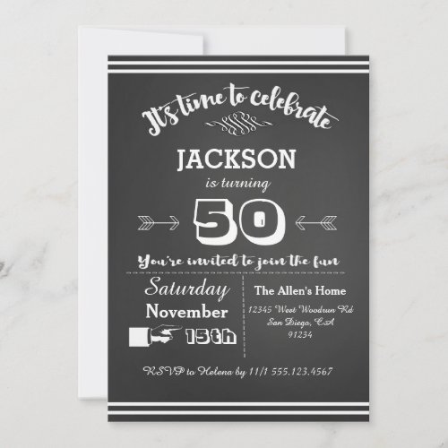 Adult Birthday Party Invitation 50th 60th 40th