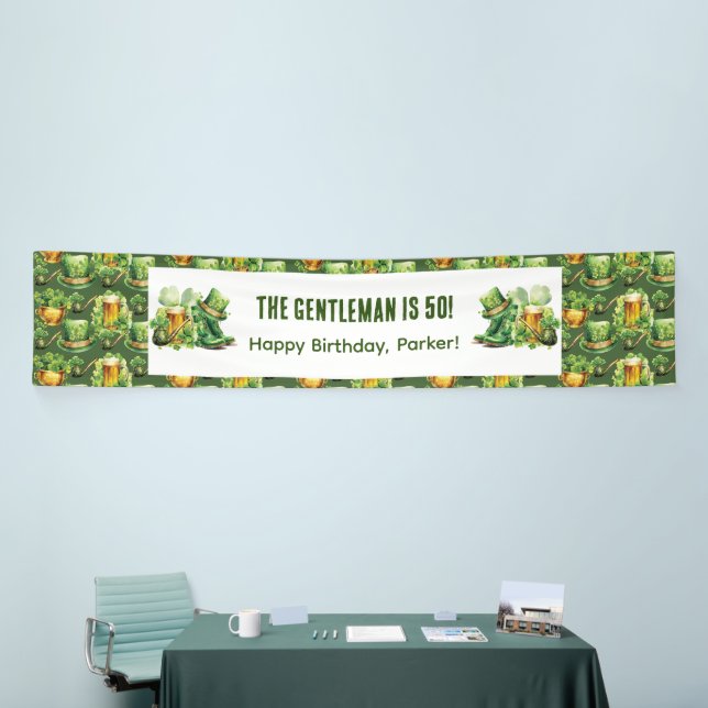 Adult Birthday St Patrick's Day Personalized Banner (Tradeshow)