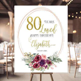 Adult Birthday Welcome sign, Burgundy Blush pink  Foam Board