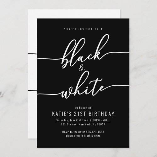 Adult Black and White Party Invitations