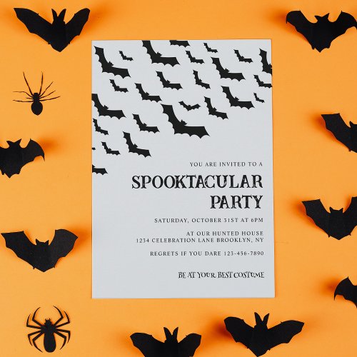 Adult Black White Bat Spooktacular Halloween Party Invitation