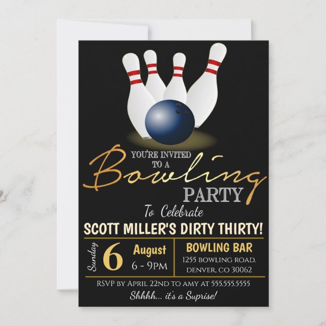 Adult Bowling Party Invitation (Front)