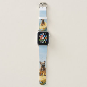 Adult brown French bulldog standing on kayak Apple Watch Band