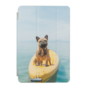 Adult brown French bulldog standing on kayak iPad Mini Cover