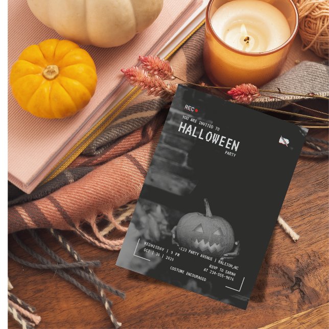 Adult Camera Recording Caught Ghost Halloween  Invitation (Creator Uploaded)