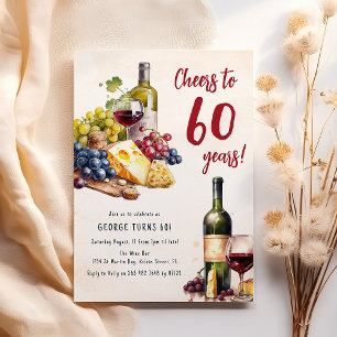Adult Cheese And Wine Charcuterie 60th Birthday Invitation
