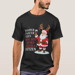 🎅Adult Christmas Drinker Santa Reindeer Names T-Shirt