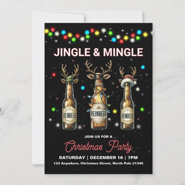 Adult Christmas Party Jingle Mingle Invitation (Front)