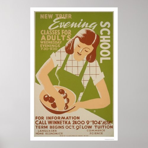 Adult Classes Winnetka 1941 WPA Poster
