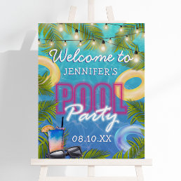 Adult Cocktail Pool Birthday Party Welcome Foam Board