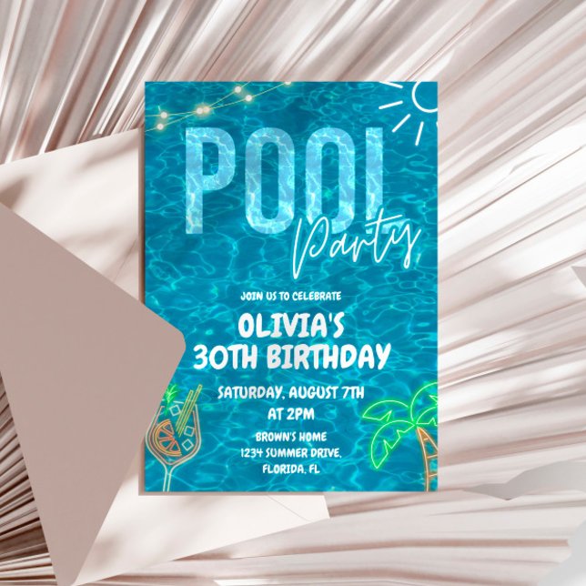 Adult Cocktail Pool Party Summer Birthday Invitation (Creator Uploaded)