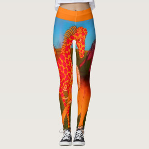 Adult colorful wild animal paintings leggings