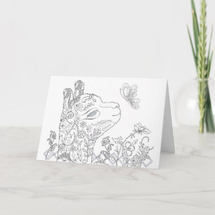 Adult Coloring Alpaca Butterfly Birthday Card