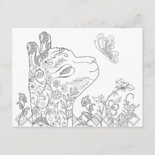 Adult Coloring Alpaca Butterfly DIY Postcards
