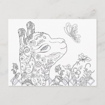 Adult Coloring Alpaca Butterfly Diy Postcards by WalnutCreekAlpacas at Zazzle
