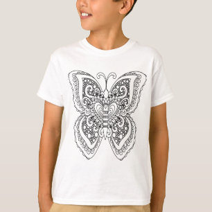Adult Coloring Book Style Butterfly Self Coloring T-Shirt