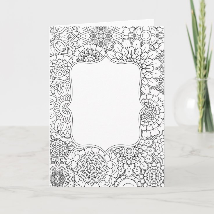 Adult Coloring Book Style DIY Greeting Card | Zazzle