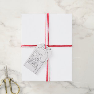 Adult Coloring Christmas Holiday Snowman Gift Tag