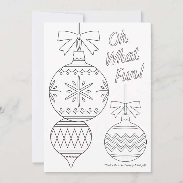 Adult Coloring Christmas Ornaments Holiday Card (Front)