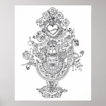 Adult Coloring Day of Dead Tree Poster