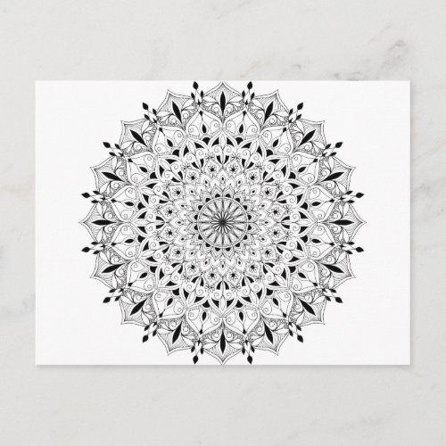 Adult coloring DIY mandala zen doodle flower Postcard