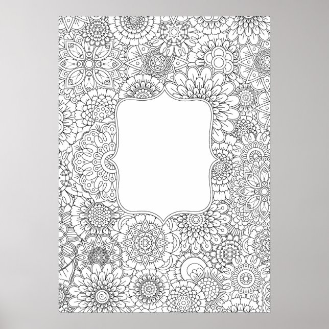 Adult Coloring Flowers DIY Poster (Large 20x28") (Front)