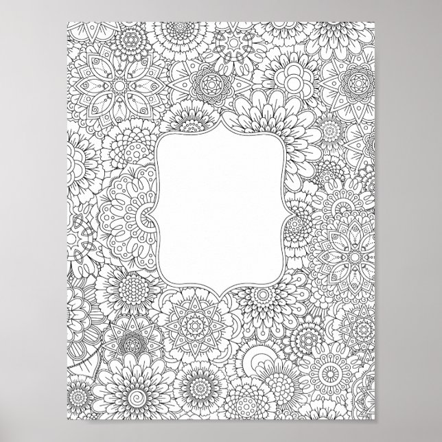 Adult Coloring Flowers DIY Poster (Small 8.5x11") (Front)