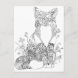 Adult Coloring Fox Animal Art Postcard at Zazzle