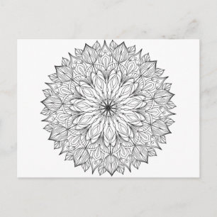 Adult coloring in DIY mandala line-art design Postcard