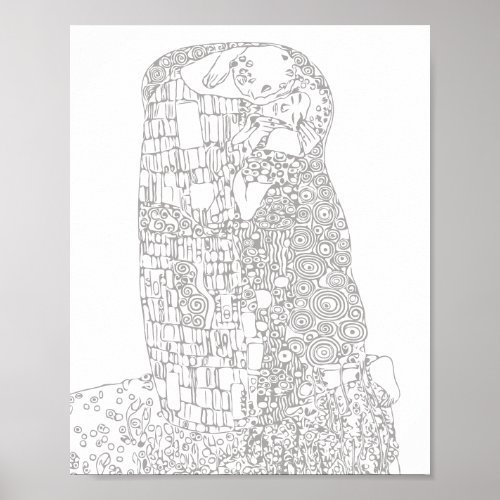 Adult Coloring  Klimt The Kiss Famous Art  Poster