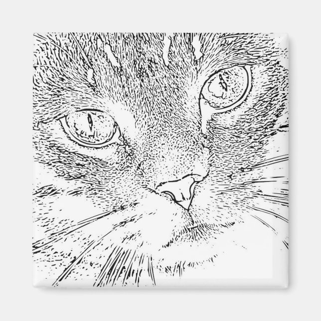 Adult Coloring Magnet: Cat Face Magnet (Front)
