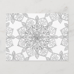 Adult Coloring Mandala Floral Pattern Postcard