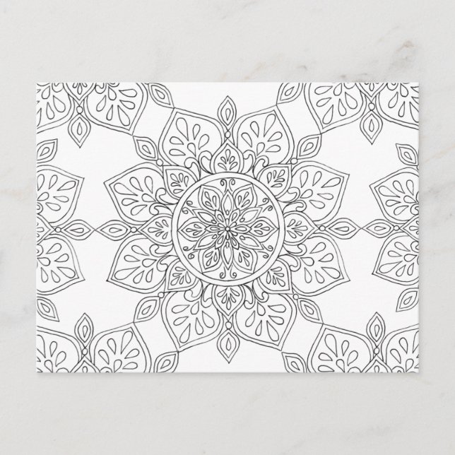 Adult Coloring Mandala Floral Pattern Postcard (Front)