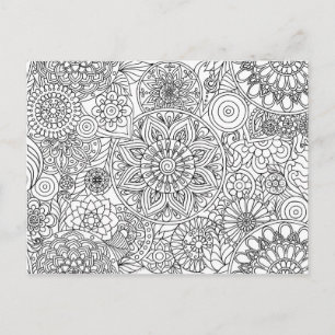 Adult Coloring Mandalas Shapes Pattern Postcard