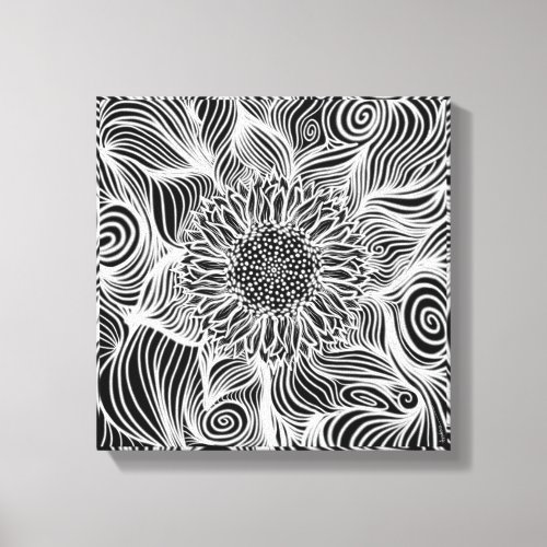 Adult coloring modern abstract sunflower canvas print