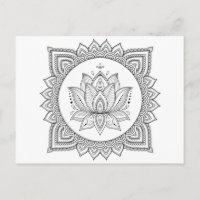Adult coloring oriental floral postcard